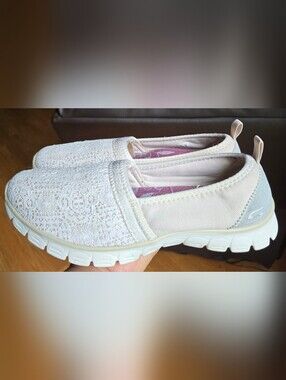 Sz 8.5 Women's SKECHERS EZ FLEX 3.0 Quick Scapade Natural Slip-on Shoes